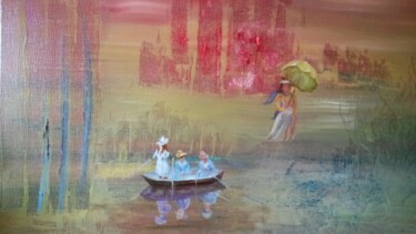 Pittura intitolato "SERENITE" da Maryse Houppilliart, Opera d'arte originale, Olio Montato su Telaio per barella in legno
