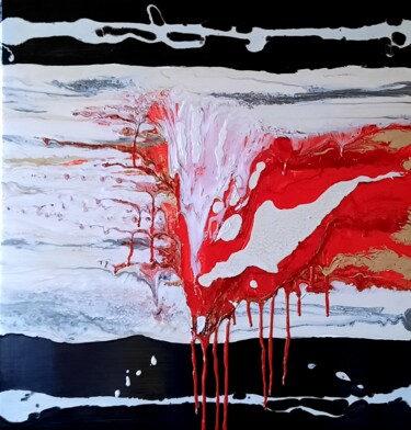 Painting titled "MAGMA" by Maryse Houppilliart, Original Artwork, Acrylic Mounted on Wood Stretcher frame