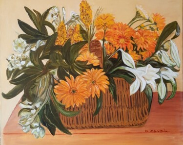 Painting titled "Retour du jardin" by Maryse Houppilliart, Original Artwork, Oil