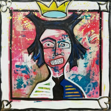 Painting titled "The King in Quarant…" by Candice Boulanger, Original Artwork, Acrylic Mounted on Wood Stretcher frame