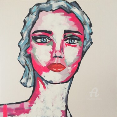 Painting titled "Barbara" by Candice Boulanger, Original Artwork, Acrylic Mounted on Wood Stretcher frame