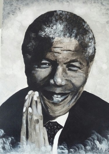 Peinture intitulée "Nelson Mandela" par Deja C., Œuvre d'art originale, Acrylique