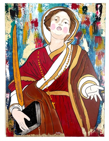 Painting titled "Sainte Restitude" by Candiice Napolitano, Original Artwork, Acrylic