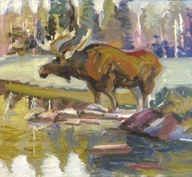 Painting titled "Moose" by Candy Barr, Original Artwork