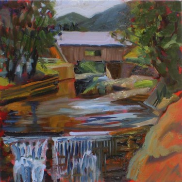 Painting titled "Warren Dam" by Candy Barr, Original Artwork