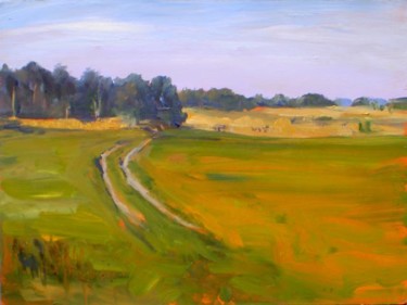 Painting titled "Summer Road" by Candy Barr, Original Artwork, Oil