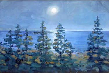 Painting titled "Full Moon" by Candy Barr, Original Artwork