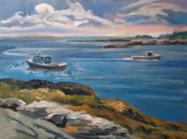 Painting titled "Lobstering" by Candy Barr, Original Artwork, Oil