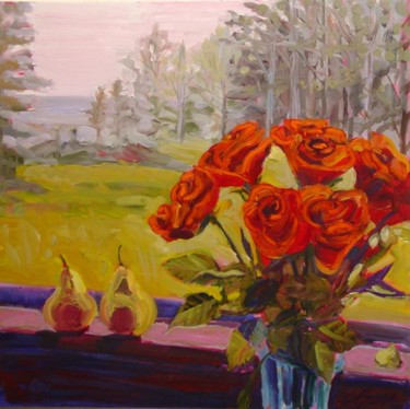 Painting titled "Birthday Roses" by Candy Barr, Original Artwork