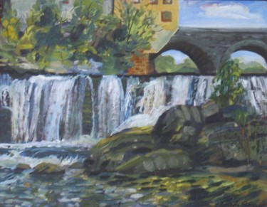 Painting titled "Frog Hollow Falls" by Candy Barr, Original Artwork, Oil