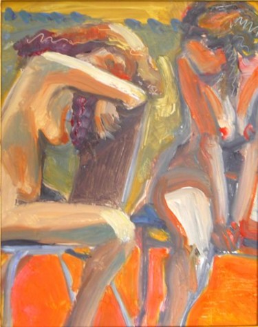 Painting titled "Two Seated" by Candy Barr, Original Artwork