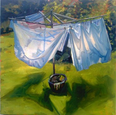 Painting titled "Laundry" by Candy Barr, Original Artwork, Oil