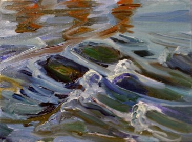 Painting titled "Moving Water" by Candy Barr, Original Artwork, Oil