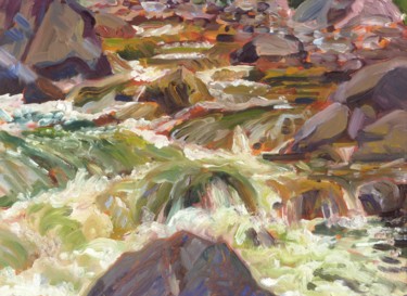 Painting titled "Rushing Water" by Candy Barr, Original Artwork, Oil
