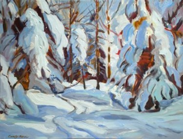Painting titled "Snow Glen Glade" by Candy Barr, Original Artwork, Oil