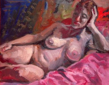 Painting titled "Amanda Reclining" by Candy Barr, Original Artwork, Oil