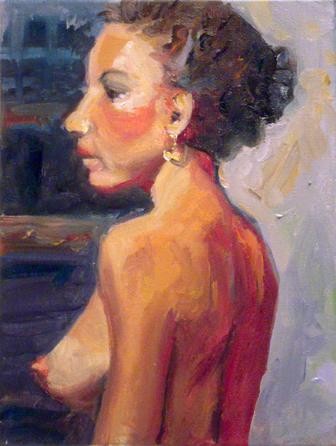 Painting titled "Profile Portrait an…" by Candy Barr, Original Artwork, Oil