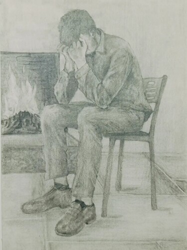 Desenho intitulada "Üzgün Genç Adam" por Caner Ünlü, Obras de arte originais, Lápis