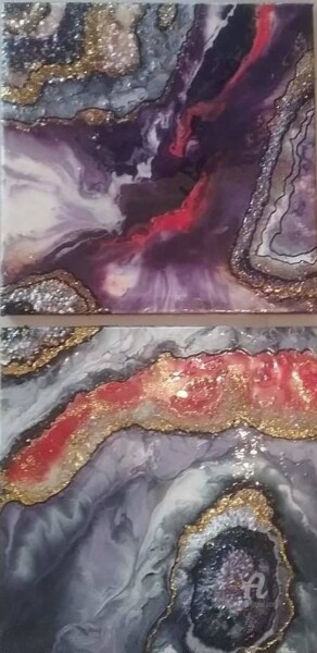Картина под названием "DARK  GEODE" - Canip Safranbolulu, Подлинное произведение искусства, Акрил Установлен на Деревянная п…