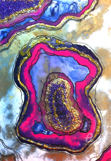 Painting titled "GEODE- 3" by Canip Safranbolulu, Original Artwork, Acrylic