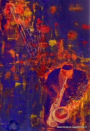 Peinture intitulée "Le joueur de jazz" par Nonna, Œuvre d'art originale