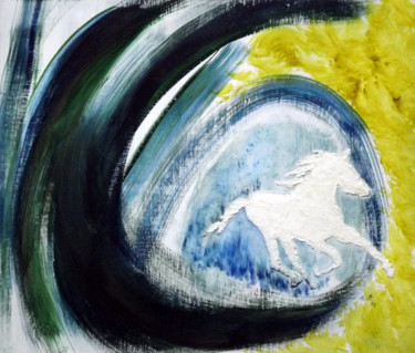 Peinture intitulée "cheval blanc" par Nonna, Œuvre d'art originale, Autre