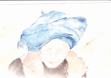 Peinture intitulée "la femme au turban…" par Nonna, Œuvre d'art originale, Aquarelle