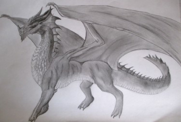 Dessin intitulée "Dragon" par Cannelle Robert, Œuvre d'art originale, Autre