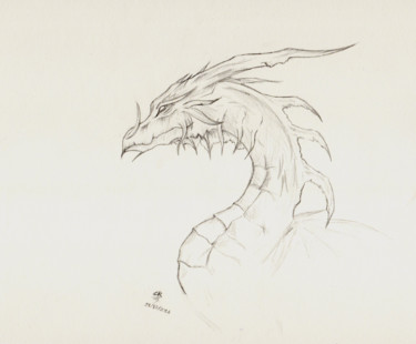 Dessin intitulée "Dragon" par Cannelle Robert, Œuvre d'art originale, Crayon