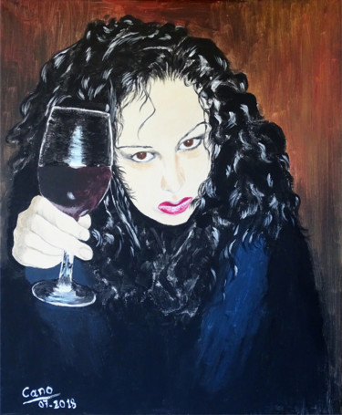 Pintura intitulada ""In vino veritas"" por Cano, Obras de arte originais, Acrílico