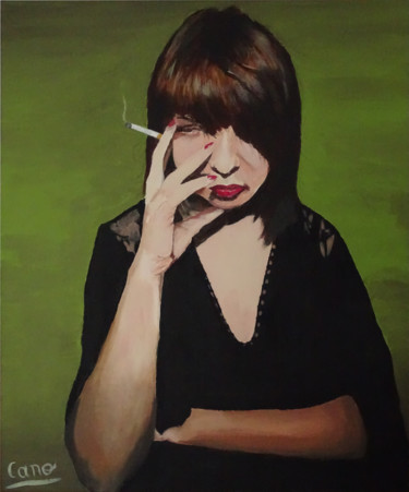 Malerei mit dem Titel "La Fumeuse" von Cano, Original-Kunstwerk, Acryl