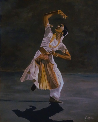 Painting titled "Radha dancing for K…" by Cano, Original Artwork, Acrylic