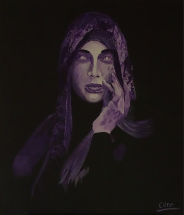 Painting titled "The Scarred Seer" by Cano, Original Artwork, Acrylic