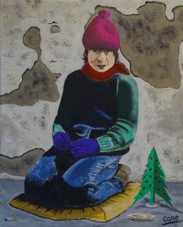 Pintura titulada ""La Navidad de Inés…" por Cano, Obra de arte original, Acrílico