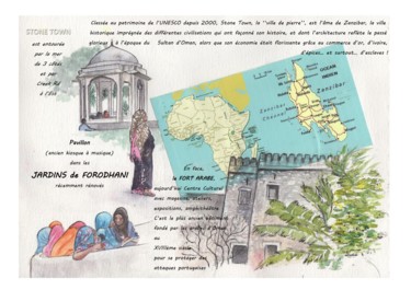 Peinture intitulée "Carnet de voyage à…" par Chantal Moisy (ChanTou), Œuvre d'art originale, Collages