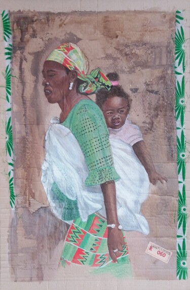 "Femme Enfant à St L…" başlıklı Tablo Chantal Moisy (ChanTou) tarafından, Orijinal sanat, Suluboya artwork_cat. üzerine mont…