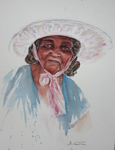 Peinture intitulée "Grand'mère à Rodrig…" par Chantal Moisy (ChanTou), Œuvre d'art originale, Aquarelle Monté sur artwork_ca…