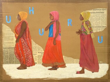 Pintura intitulada "Trois Zanzibarites…" por Chantal Moisy (ChanTou), Obras de arte originais, Aquarela Montado em artwork_c…