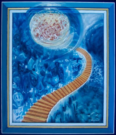 Painting titled "L'escalier de la mo…" by Chantal Moisy (ChanTou), Original Artwork, Acrylic
