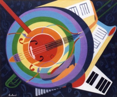 Malerei mit dem Titel "Géométrie musicale" von Chantal Moisy (ChanTou), Original-Kunstwerk, Acryl