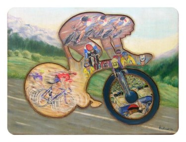 Painting titled "J.O. Cyclisme" by Chantal Moisy (ChanTou), Original Artwork, Acrylic