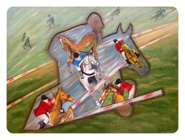 Pintura intitulada "J.O. Sports équestr…" por Chantal Moisy (ChanTou), Obras de arte originais, Acrílico