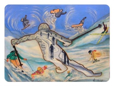 Painting titled "J.O. d'hiver La gli…" by Chantal Moisy (ChanTou), Original Artwork, Acrylic