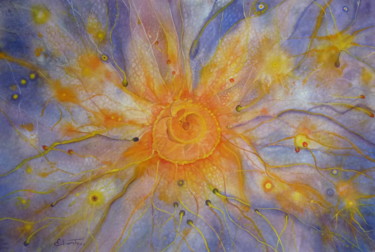 Peinture intitulée "Embryologie cosmique" par Chantal Moisy (ChanTou), Œuvre d'art originale, Aquarelle