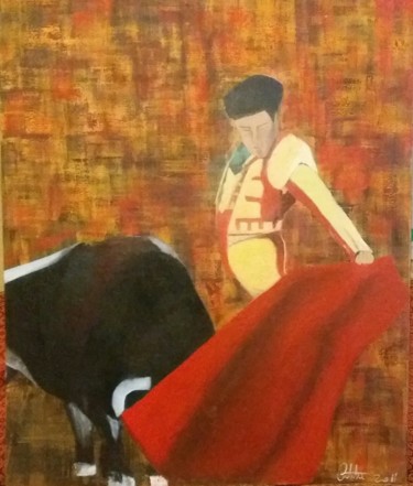 Quadro corrida olio su tela Pittura intitolato "Quadro corrida olio…" da Cantatore, Opera d'arte originale, Olio