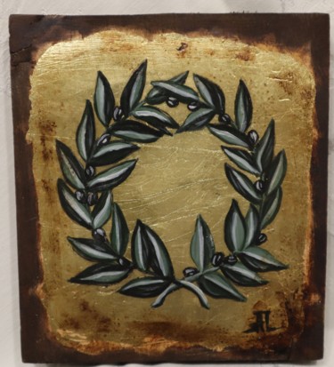 Painting titled "olive branch" by Anastasia Patouna, Original Artwork, Tempera