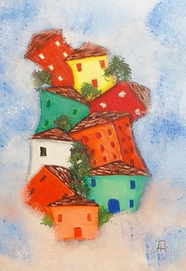 绘画 标题为“The Village” 由Anastasia Patouna, 原创艺术品, 丙烯
