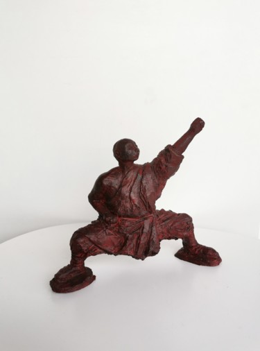 Sculpture intitulée "Moine Tibétain Kung…" par Martine Caoudal, Œuvre d'art originale, Argile