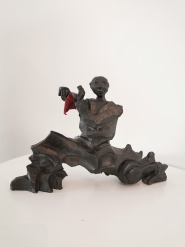 Sculpture intitulée "Guerrier futuriste" par Martine Caoudal, Œuvre d'art originale, Argile