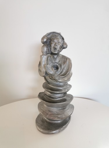 Sculpture intitulée "Tourbillon informat…" par Martine Caoudal, Œuvre d'art originale, Argile